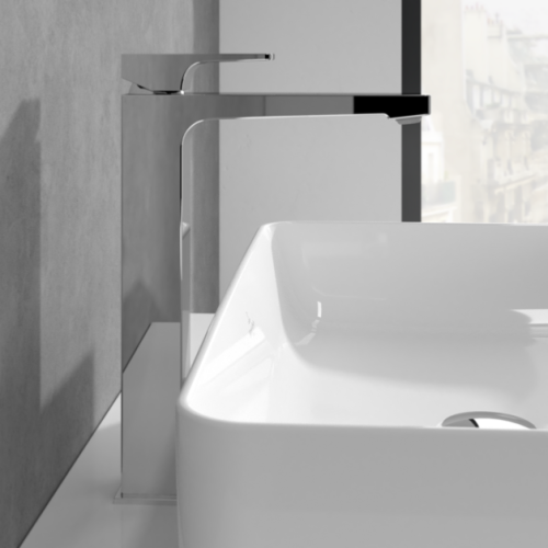 Villeroy & Boch Architectura Tall Square Single Lever Basin Mixer with Pop Up Waste Chrome TVW12500200061