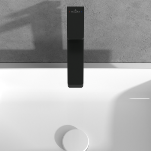 Villeroy & Boch Architectura Tall Square Single Lever Basin Mixer with Pop Up Waste Matt Black TVW125002000K5