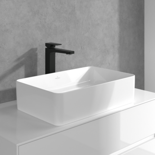 Villeroy & Boch Architectura Tall Square Single Lever Basin Mixer with Pop Up Waste Matt Black TVW125002000K5