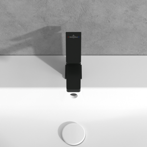 Villeroy & Boch Architectura Modern Matt Black Square Single Lever Basin Mixer TVW125004000K5