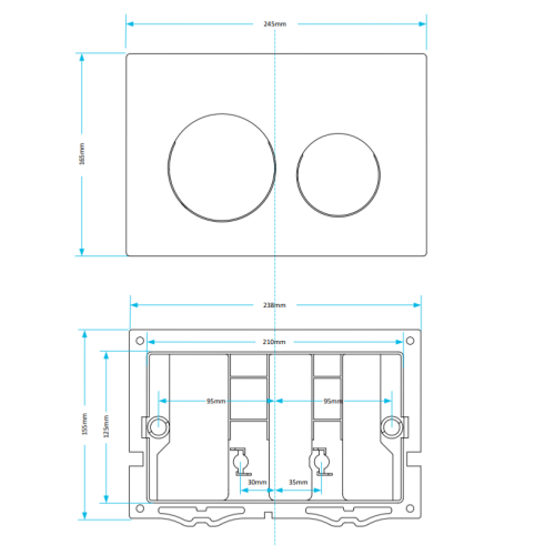Viva Skylo Ultra10 Gloss Chrome Dual Flush Plate ULTRA10