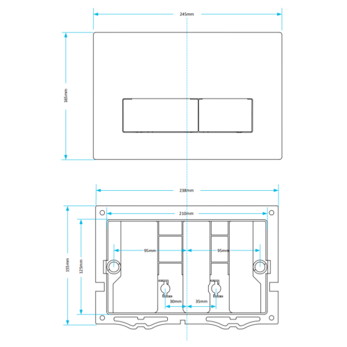 Viva Skylo Ultra23 Gloss White Dual Flush Plate ULTRA23
