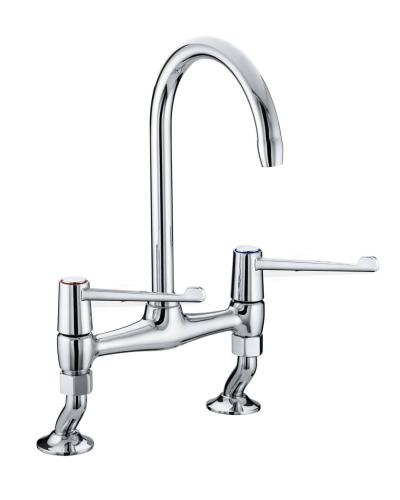 Bristan Lever Bridge Deck Sink Mixer 6" Levers and Ceramic Disc Valves Chrome VAL2 BRDSM C 6 CD