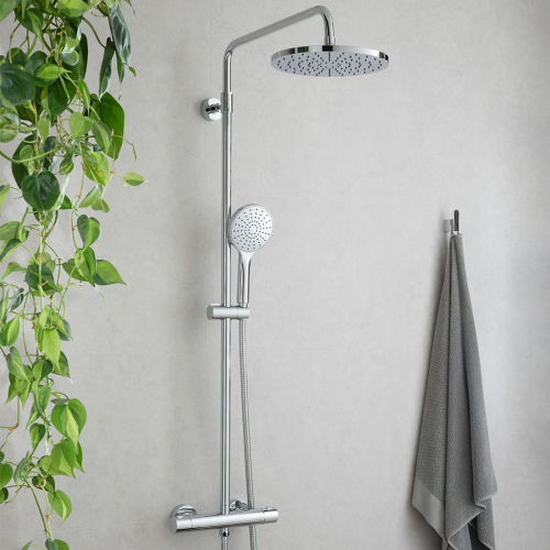 Vado Velo Exposed Square Shower Valve with Adjustable Rigid Riser VEL-149T-RRK-RO-CP
