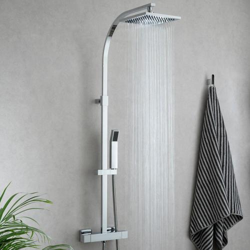 Vado Velo Exposed Round Shower Valve with Adjustable Rigid Riser VEL-149T-RRK-SQ-CP