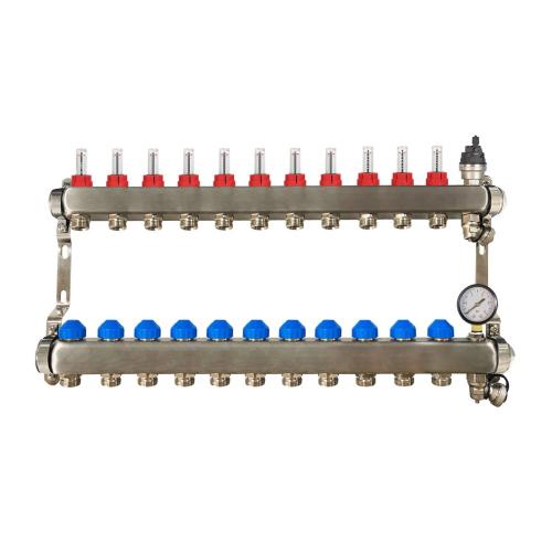 RadiantHeat PRO 11 Port Manifold inc Pressure Gauge & Auto Air Vent ZL-117511