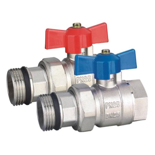 RadiantHeat PRO 1" Ball Valve Set for Manifold Blue & Red Handle (Pair) ZL-4130