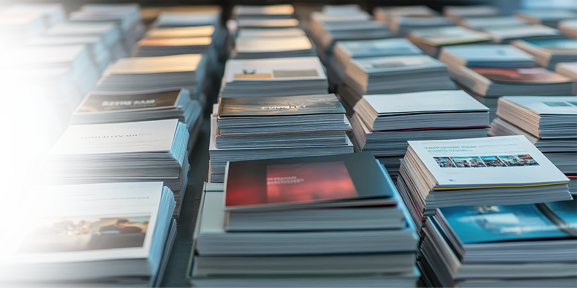 multitude of company brochures spread with perfect symmetry