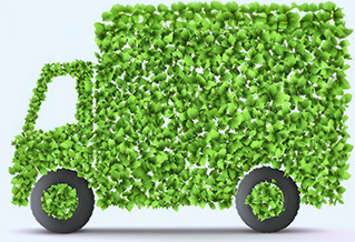 Delivery van made from green leaves
