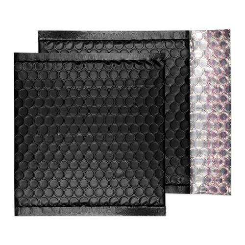 Matt Black Metallic Bubble Envelopes Peel & Seal 165 x 165mm Pack 100