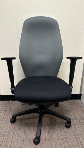 Extra High Back Task Chair in Black and Grey Fabric With 3 Lever Independent Mechanism