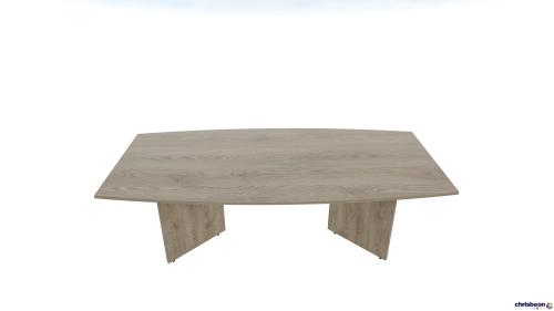 BOAT SHAPED 1 PIECE  BOARDROOM TABLE WITH ARROWHEAD BASE IN TRUFFLE MFC