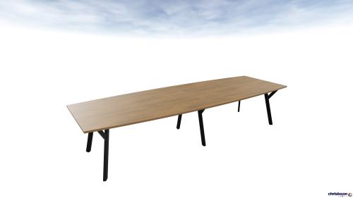 Y-LEG BASE 2 PIECE BOAT SHAPED BOARDROOM TABLE