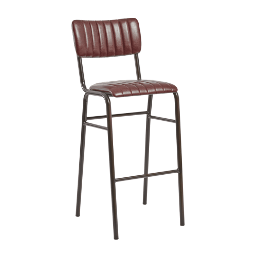 Vintage Red stacking bar stool black frame