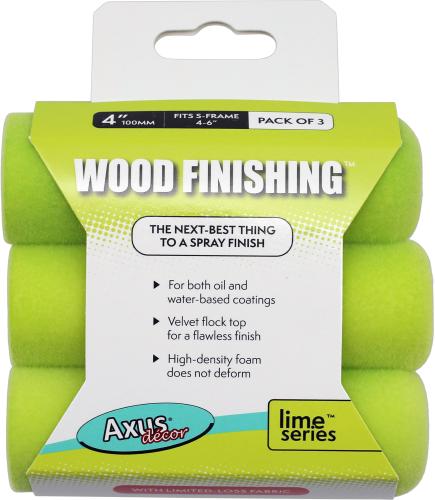 AXUS WOOD FINISH LIME MINI 4" ROLLER 3 PACK