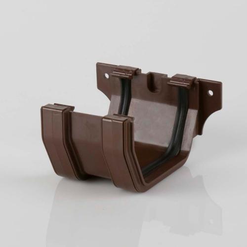 114mm Squarestyle Gutter Joint Bracket Brown