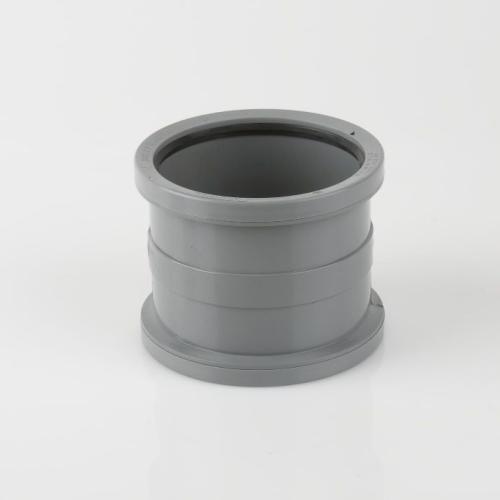 110mm Soil Double Socket Coupler Grey
