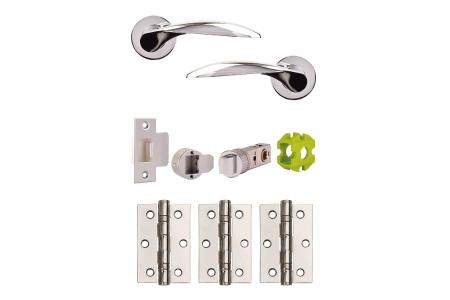 Union Polished Chrome Plated Cresta Door Pack (Mech 57mm) - Jigtech - Boxed (PCP)