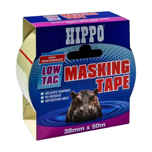 Hippo Low-Tac Masking Tape 38mm x 50m - Beige