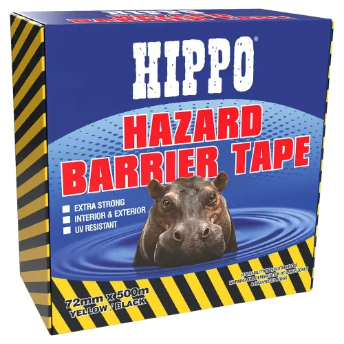 Hippo Hazard Barrier Tape 72mm x 500m - Yellow/Black