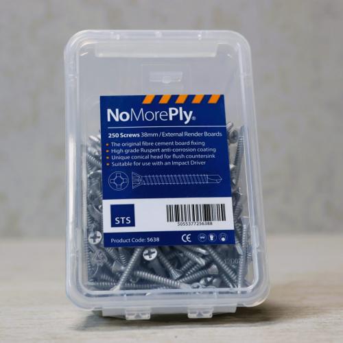 NoMorePly® 38mm External Render Fibre Cement Board Screws (250 per Box)