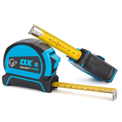 Ox Pro Double Locking Tape Measure Twin Pack - 8m