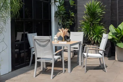 Panama Grey 92 x 88cm Dining Set 1 Table + 4 Chairs