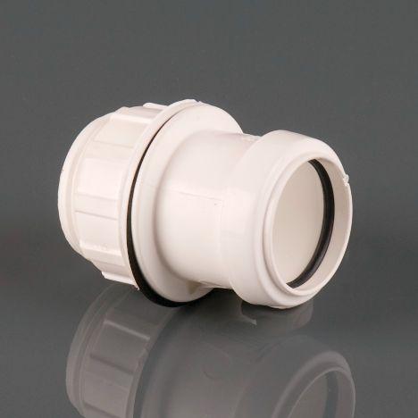 40mm Pushfit Straight Tank Connector White