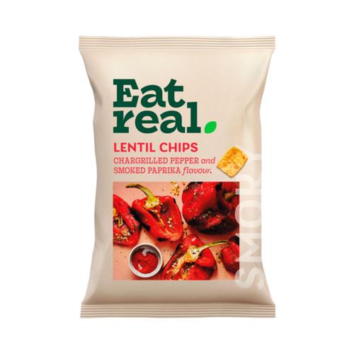 Eat Real Sharing Lentil Chips - Chargrilled Red Pepper (10x95g)