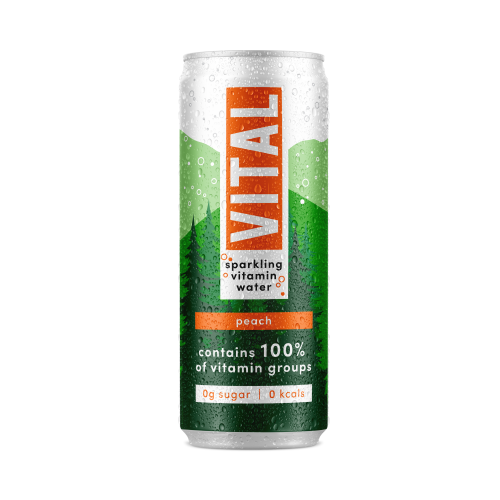 Vital Sparkling Vitamin Water - Peach (12x330ml)