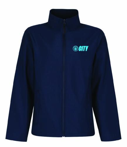 City Football Navy Softshell Jacket Inc H/S Electric Blue Logo LHB -