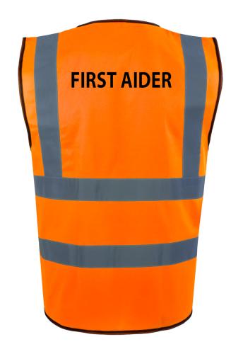 ETEL First Aider Unisex Class 2 Orange Hi-Vis EN471 Vest With Heat Sealed Logo