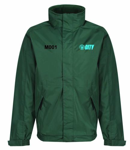 CFG Bottle Green Jacket Inc H/S Logo LHB + No RHB + MEDICAL TEAM on the back in White  -
