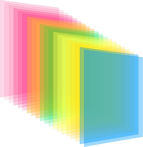 A3 reading aid coloured overlays for Dyslexia & Irlem Syndrome 12 Colours (One of each Colour)