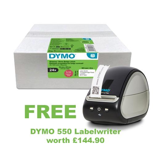 Get a FREE Dymo 550 Label Printer With Dymo Shipping/Name Badge Labels 54x101mm 220 Labels (Pack of 24) 2223588