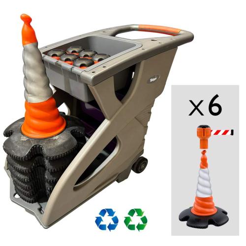Skipper Traffic Cone Unicart – Includes 6 x Skipper cones, 6 x Skipper units & 1 x Accessory Pack - Best Price Skipper Retractable Unit's and Accessories. UK