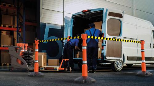 Safety Barrier System | Fully equipped Skipper Orange Unicart ( x6 ) - Best Price Skipper Retractable Unit's and Accessories. UK