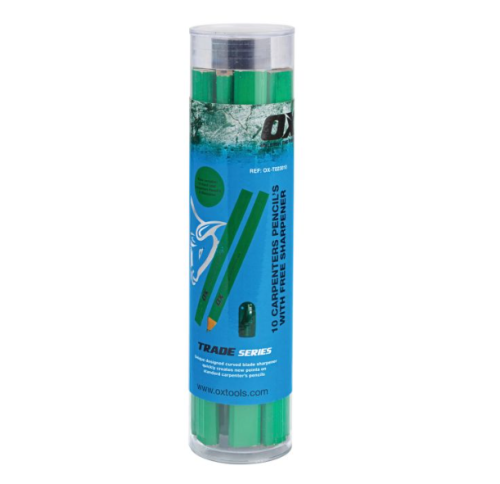 OX Trade Hard Green Carpenters Pencils - 10 Pack