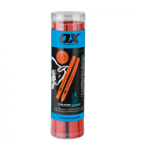 OX Trade Medium Red Carpenters Pencils - 10 Pack