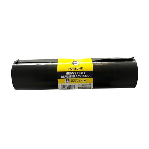 REFUSE BLACK BAGS 25 X BAGS PER ROLL (8) HD