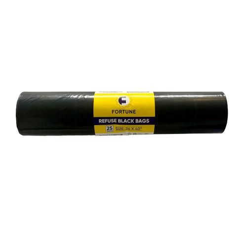 REFUSE BLACK BAGS 25 X BAGS PER ROLL (8)