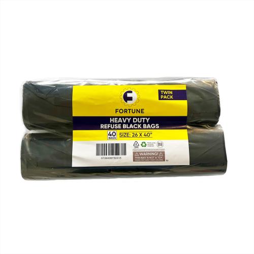 REFUSE BLACK BAGS 20 X BAGS PER ROLL (5) HD TWIN PACK