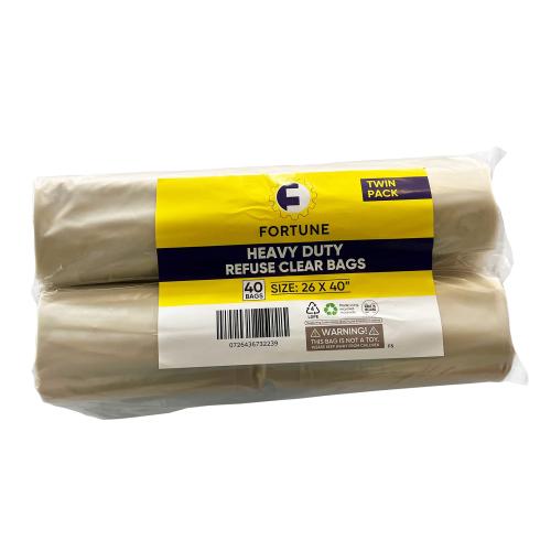 REFUSE CLEAR BAGS 20 X BAGS PER ROLL TWIN PACK (4) HD TWIN PACK