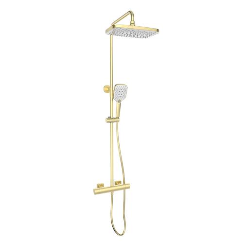 KOLT SHOWER WITH SLIDING HANDSET & DRENCH HEAD BRUSHED BRASS