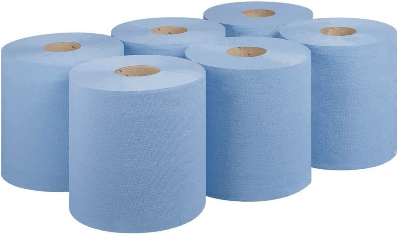 Value 2 Ply Blue Embossed Centrefeed Rolls 110m x 175mm (Pack of 6 Rolls)