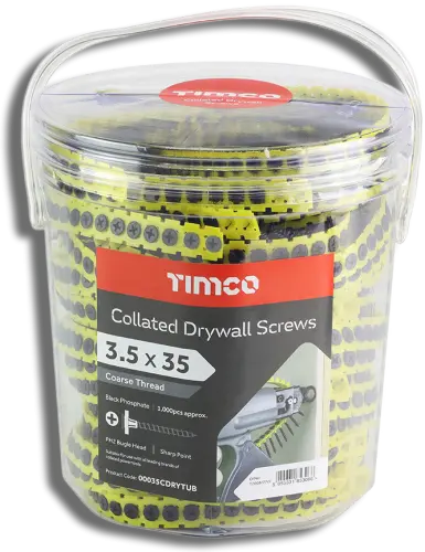 TIMCO Collated Coarse Thread Drywall Screw Black 3.5 x 35 TUB 1000