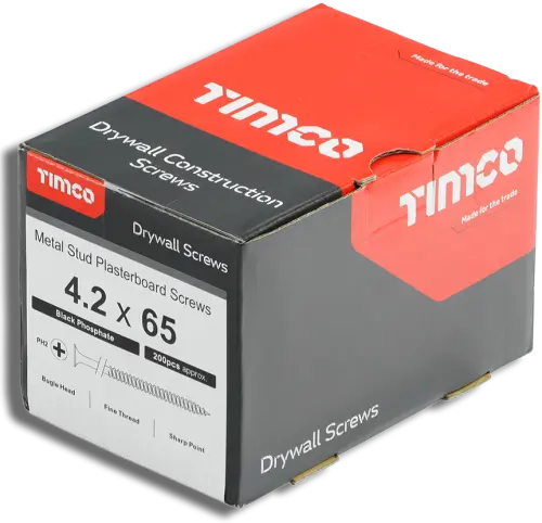 TIMCO Fine Thread Drywall Screw Dark Grey 4.2 x 65 PK 200