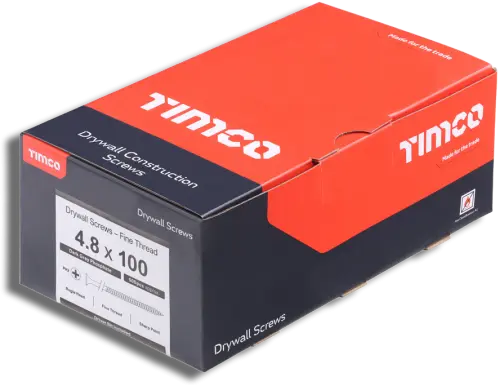 TIMCO Fine Thread Drywall Screw Dark Grey 4.8 x 100 PK 500