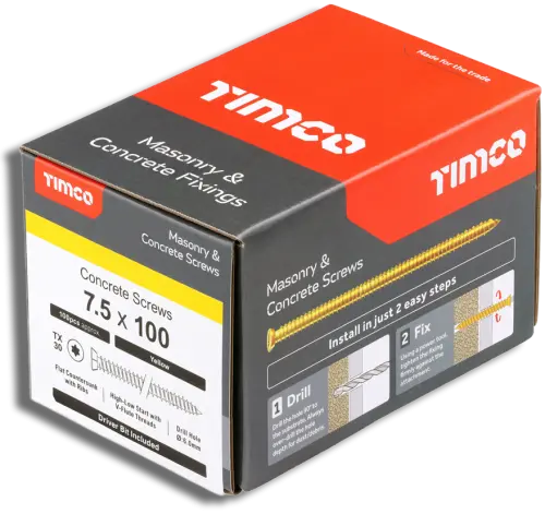 TIMCO Concrete Screws Countersunk Yellow 7.5mm