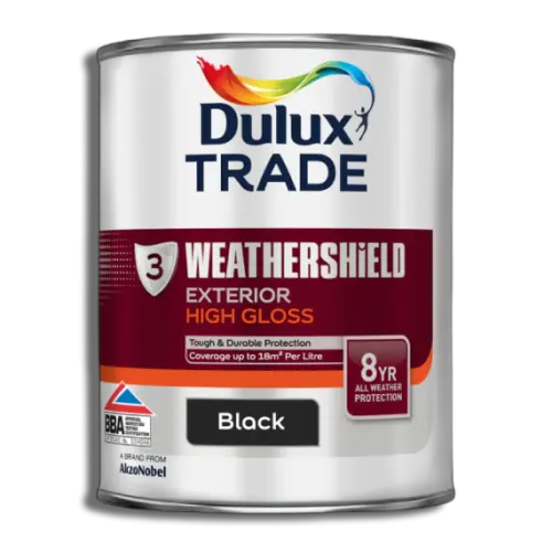 Dulux Trade High Gloss Black Weathershield Exterior 1L